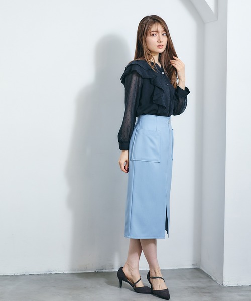 12Twelve Agenda(トゥエルブ アジェンダ)の「ソフトツイル両ポケタイトスカート(スカート・レディース・ベージュ/ネイビー/グレイッシュベージュ/サックスブルー/ブラウン・M/S)」の12枚目の写真