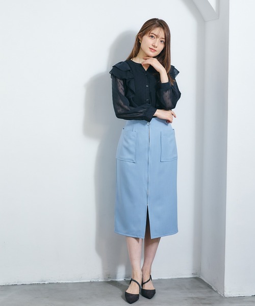 12Twelve Agenda(トゥエルブ アジェンダ)の「ソフトツイル両ポケタイトスカート(スカート・レディース・ベージュ/ネイビー/グレイッシュベージュ/サックスブルー/ブラウン・M/S)」の9枚目の写真