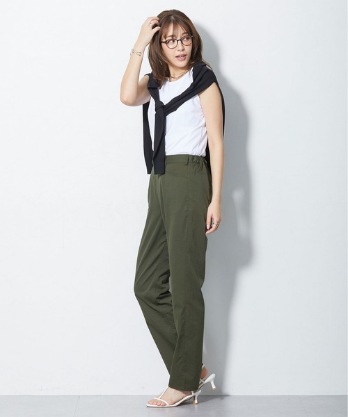 slattgir(スラットジール)の「【選べる股下】高身長 接触冷感ライトチノストレートパンツ(トールサイズ)(チノパンツ・レディース・グレイッシュブルー/ブラック/カーキ・TM/TL/TLL/T3L/T4L/T5L/T4L1/T3L1/TLL1/TL1/TM1/T5L1)」の8枚目の写真