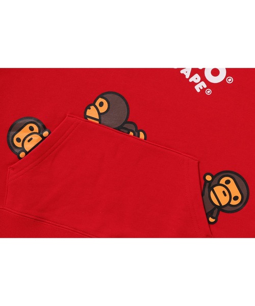 A BATHING APE（アベイシングエイプ）の「BABY MILO PULLOVER HOODIE（パーカー・キッズ・グレー/レッド・130）」の9枚目の写真