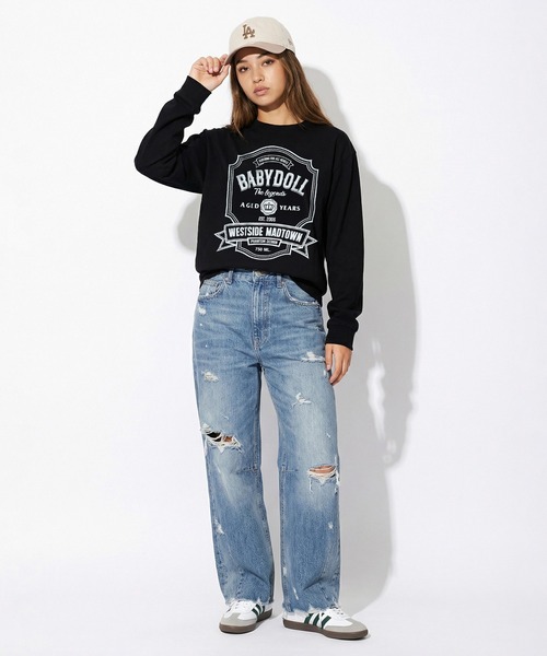 BABYDOLL(ベビードール)の「親子お揃い ロックフューエルロンT 1393A(Tシャツ/カットソー・レディース・ホワイト/ブラック・ユニセックスS/ユニセックスM/ユニセックスL/ユニセックスXL)」の5枚目の写真