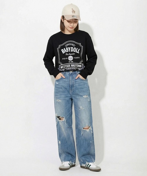 BABYDOLL(ベビードール)の「親子お揃い ロックフューエルロンT 1393A(Tシャツ/カットソー・レディース・ホワイト/ブラック・ユニセックスS/ユニセックスM/ユニセックスL/ユニセックスXL)」の8枚目の写真