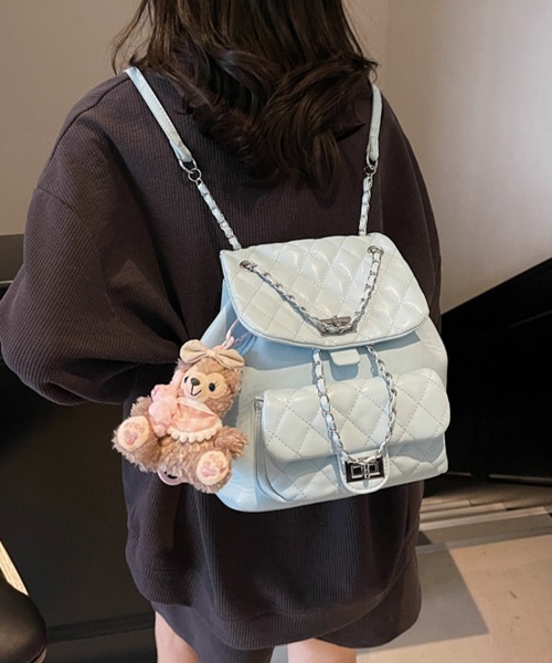 ReRe(リリ)の「チェーンデザインキルティングリュック(バックパック/リュック・レディース・ブラック/シルバー/ブルー/オフホワイト/イエロー/ピンク・FREE)」の16枚目の写真
