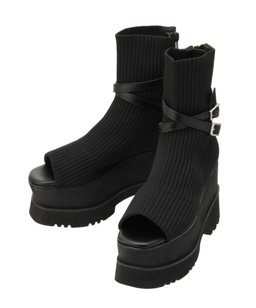 MURUA（ムルーア）の「ダブルベルトソックブーツサンダル（ブーツ・レディース・ブラック・22.5/24.5/23.5）」の15枚目の写真