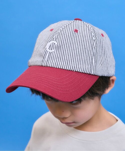 b・ROOM(ビールーム)の「ヒッコリーバイカラーキャップ【子供服】【キッズ】【男の子】【女の子】(キャップ・キッズ・ネイビー/アイボリー/エンジ・F)」の3枚目の写真