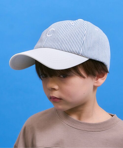 b・ROOM(ビールーム)の「ヒッコリーバイカラーキャップ【子供服】【キッズ】【男の子】【女の子】(キャップ・キッズ・ネイビー/アイボリー/エンジ・F)」の2枚目の写真