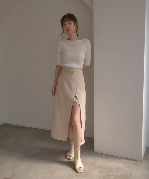 SOELA(ソエラ)の「【INGNI SOELA】袖金ボタンボートネック半袖ニット/WEB限定(ニット/セーター・レディース・アイボリー/モカ/ミント/ブラック・FREE)」の8枚目の写真
