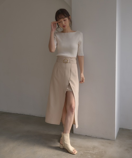 SOELA(ソエラ)の「【INGNI SOELA】袖金ボタンボートネック半袖ニット/WEB限定(ニット/セーター・レディース・アイボリー/モカ/ミント/ブラック・FREE)」の10枚目の写真