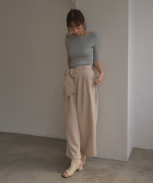 SOELA(ソエラ)の「【INGNI SOELA】袖金ボタンボートネック半袖ニット/WEB限定(ニット/セーター・レディース・アイボリー/モカ/ミント/ブラック・FREE)」の15枚目の写真