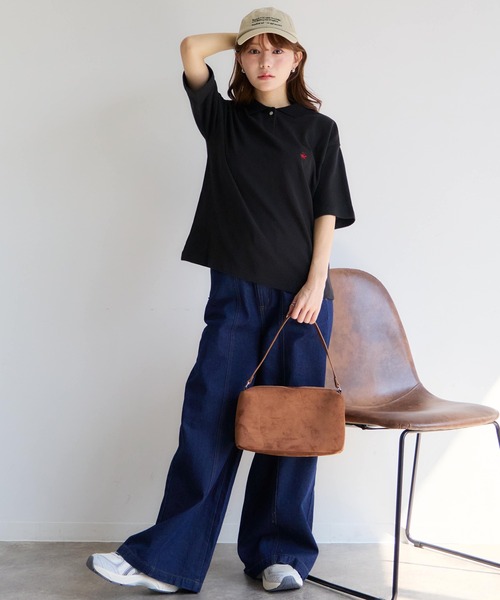 BEVERLY HILLS POLO CLUB(ビバリーヒルズポロクラブ)の「【Beverly Hills Polo Club/ビバリーヒルズ ポロクラブ】ワンポイント ロゴ刺繍 半袖 ポロシャツ(S:クロップド丈 / M:ミドル丈)(ポロシャツ・レディース・ホワイト/ブラック/ホワイト系その他/ネイビー・S/M)」の12枚目の写真