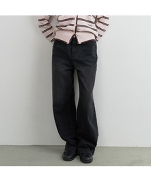 BACK SEAM DENIM PANTS BLACK