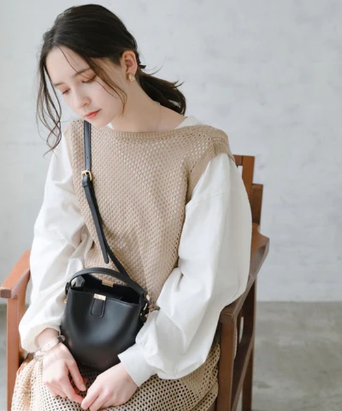 merrylatte(メリーラテ)の「2wayメッシュロングジレ【IROHANI】(その他トップス・レディース・ベージュ・FREE)」の2枚目の写真