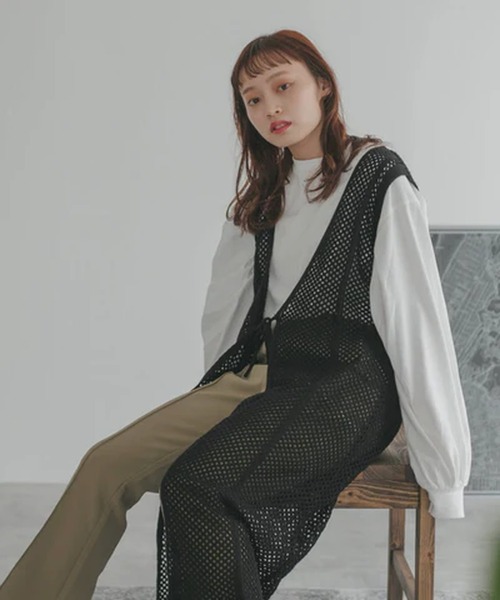 merrylatte(メリーラテ)の「2wayメッシュロングジレ【IROHANI】(その他トップス・レディース・ベージュ・FREE)」の9枚目の写真