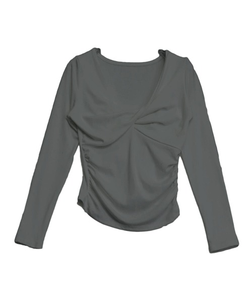 ANAP（アナップ）の「フロントツイスト ぴたっと ロングスリーブ Tシャツ（Tシャツ/カットソー・レディース・ホワイト/グレー/ブラック・F）」の17枚目の写真