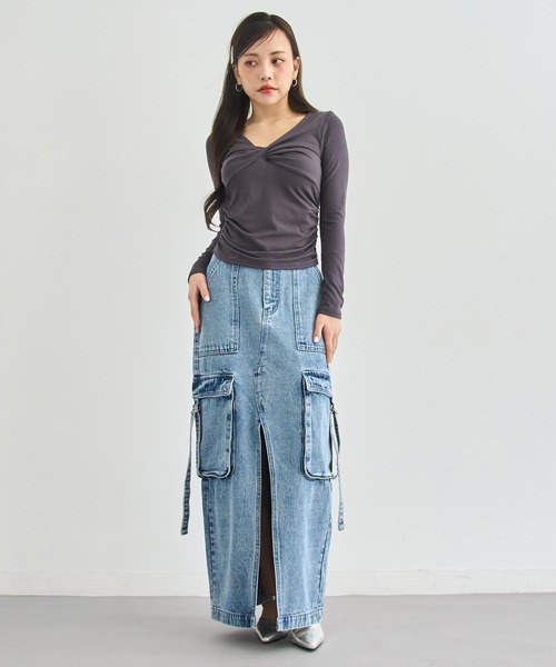 ANAP（アナップ）の「フロントツイスト ぴたっと ロングスリーブ Tシャツ（Tシャツ/カットソー・レディース・ホワイト/グレー/ブラック・F）」の15枚目の写真