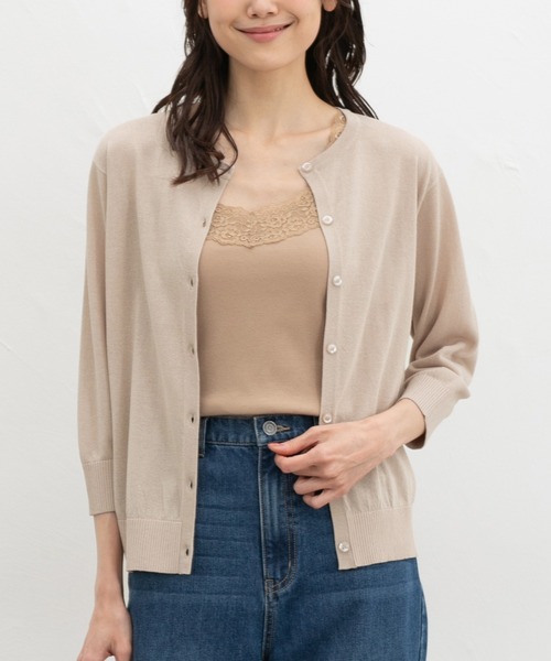 Honeys(ハニーズ)の「【UVカット】7分袖クルーネックカーデ(カーディガン/ボレロ・レディース・レッド/ネイビー/ライトグリーン/ブラウン/ライトベージュ/ブラック/サックスブルー/オフホワイト・S/M/LL/L)」の5枚目の写真