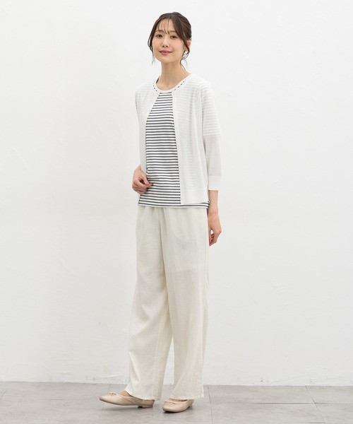 Honeys(ハニーズ)の「【UVカット】7分袖クルーネックカーデ(カーディガン/ボレロ・レディース・レッド/ネイビー/ライトグリーン/ブラウン/ライトベージュ/ブラック/サックスブルー/オフホワイト・S/M/LL/L)」の10枚目の写真