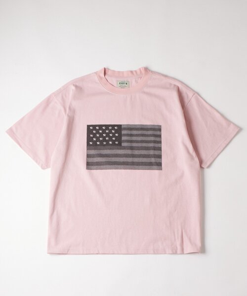 WHO'S WHO gallery（フーズフーギャラリー）の「【UNISEX】KOOKY'N スタースタッズフラッググラフィックTEE（Tシャツ/カットソー・レディース・チャコールグレー/ピンク/ホワイト・SMALL/MEDIUM）」の10枚目の写真