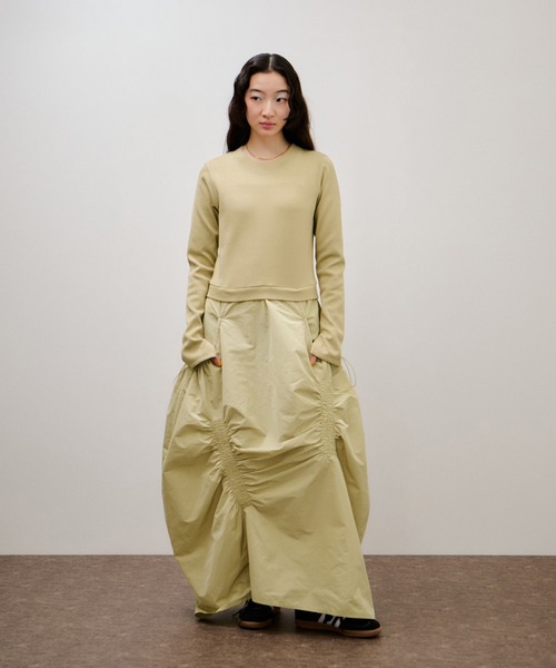 ADAM ET ROPE'(アダムエロペ)の「ランダムギャザーコンビワンピース(ワンピース・レディース・イエロー系その他/ブラック・FREE)」の4枚目の写真