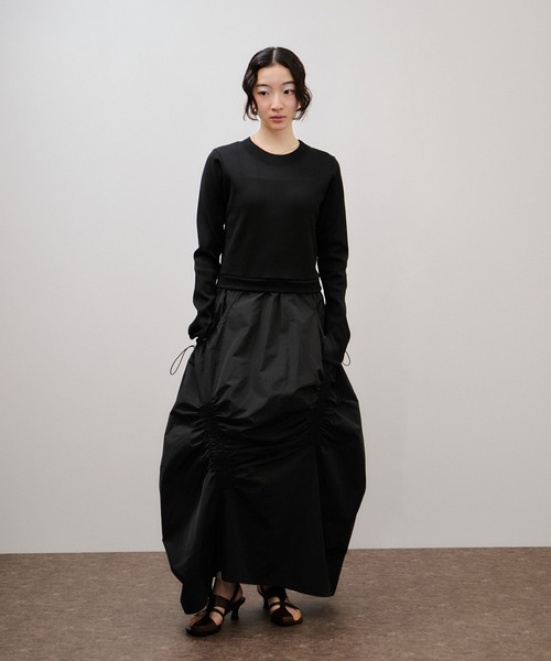 ADAM ET ROPE'(アダムエロペ)の「ランダムギャザーコンビワンピース(ワンピース・レディース・イエロー系その他/ブラック・FREE)」の6枚目の写真