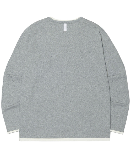 NOMANUAL(NOMANUAL)の「LAYERED HENLEY NECK LONG SLEEVE TEE - GRAY(Tシャツ/カットソー・レディース・その他・LARGE/MEDIUM/SMALL)」の2枚目の写真