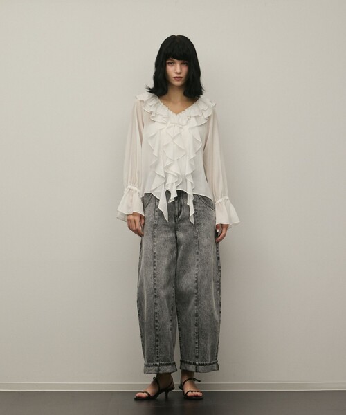 Diagram（ダイアグラム）の「クロップトバレルパンツ（その他パンツ・レディース・サックスブルー/ブラック・36/38）」の2枚目の写真