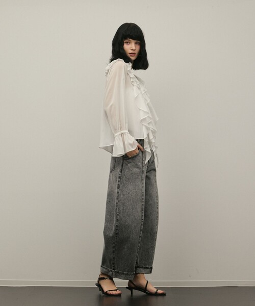 Diagram（ダイアグラム）の「クロップトバレルパンツ（その他パンツ・レディース・サックスブルー/ブラック・36/38）」の19枚目の写真