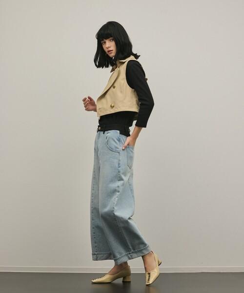 Diagram（ダイアグラム）の「クロップトバレルパンツ（その他パンツ・レディース・サックスブルー/ブラック・36/38）」の11枚目の写真