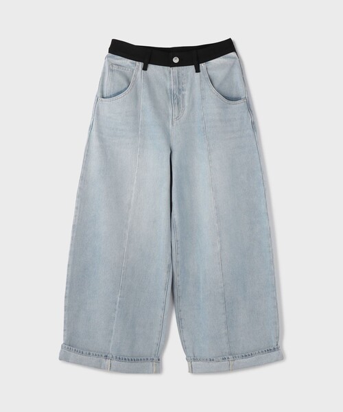 Diagram（ダイアグラム）の「クロップトバレルパンツ（その他パンツ・レディース・サックスブルー/ブラック・36/38）」の3枚目の写真