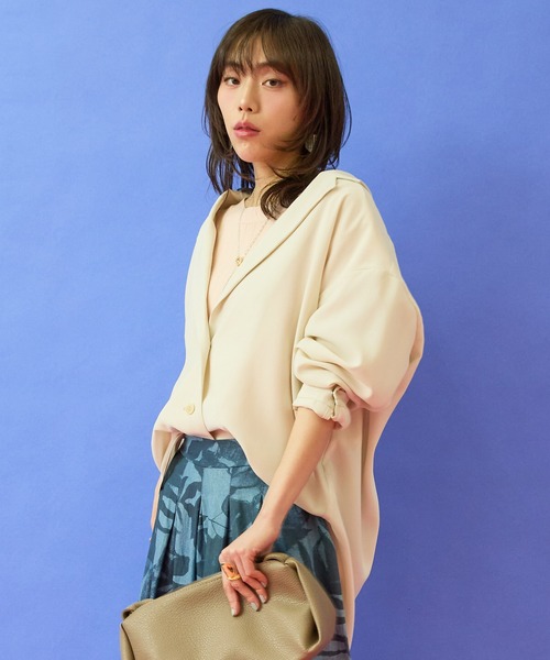 JETSET SOLO PLUS (ジェットセットソロプラス)の「【JETSET SOLO PLUS】RELAxION twill テーラードシャツジャケット(テーラードジャケット・レディース・アイボリー・FREE)」の1枚目の写真