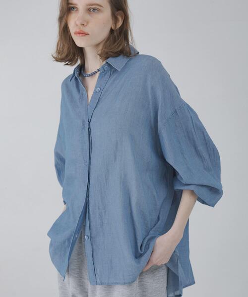 URBAN RESEARCH Sonny Label(アーバンリサーチサニーレーベル)の「シアーデニムシャツ(シャツ/ブラウス・レディース・ライトインディゴブルー/ワンウォッシュ・FREE)」の3枚目の写真