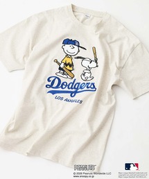 【PEANUTS×MLB】【レジャー・フェスに】MLB×スヌーピー 刺繍Tシャツ 厚手コットン100% 透けない・丈夫 ストリートスタイル