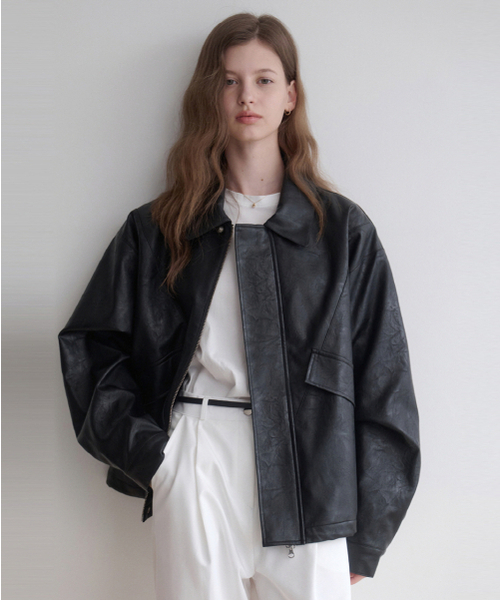 LENAV(ルナブ)の「Les サイドレザーブルゾン (ブラック)(ライダースジャケット・レディース・その他・LARGE/MEDIUM)」の1枚目の写真