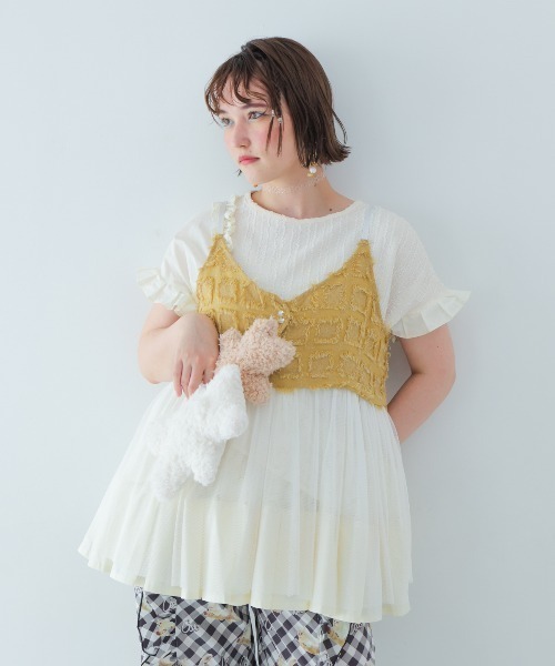unica(ユニカ)の「フリンジキャミビスチェ laides(その他トップス・レディース・オフホワイト/ブラック×ホワイト・F)」の1枚目の写真
