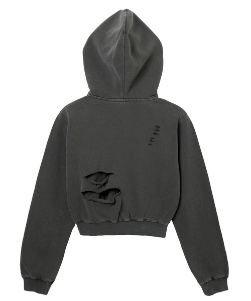 X-girl（エックスガール）の「DISTRESSED ZIP UP SWEAT HOODIE（パーカー・レディース・ブラック/オリーブ/オレンジ・S/M）」の15枚目の写真