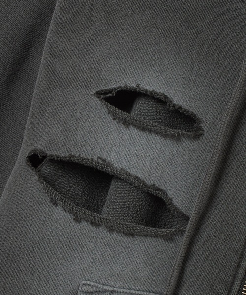 X-girl（エックスガール）の「DISTRESSED ZIP UP SWEAT HOODIE（パーカー・レディース・ブラック/オリーブ/オレンジ・S/M）」の18枚目の写真