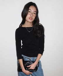 m.m.m（ムー）の「3/4スリーブTシャツ_ブラック（Tシャツ/カットソー）」