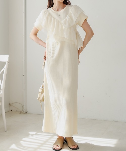 Bab（バブ）の「【S・Mサイズ展開】アシメフリルドッキングワンピース（ワンピース・レディース・ライトグレー/ブラック/アイボリー・MEDIUM/SMALL）」の18枚目の写真