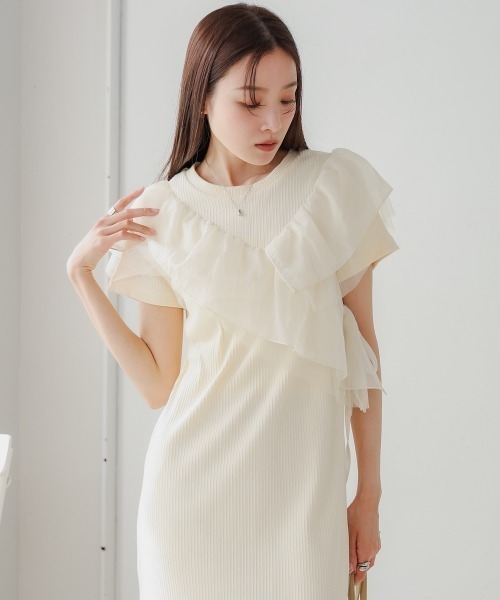 Bab（バブ）の「【S・Mサイズ展開】アシメフリルドッキングワンピース（ワンピース・レディース・ライトグレー/ブラック/アイボリー・MEDIUM/SMALL）」の19枚目の写真