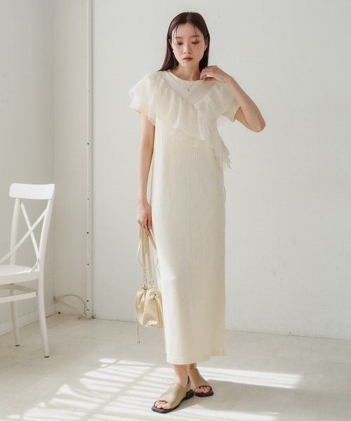 Bab（バブ）の「【S・Mサイズ展開】アシメフリルドッキングワンピース（ワンピース・レディース・ライトグレー/ブラック/アイボリー・MEDIUM/SMALL）」の20枚目の写真