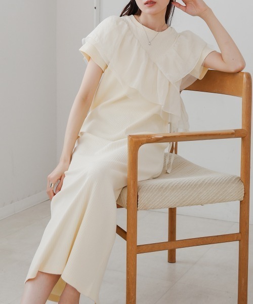 Bab（バブ）の「【S・Mサイズ展開】アシメフリルドッキングワンピース（ワンピース・レディース・ライトグレー/ブラック/アイボリー・MEDIUM/SMALL）」の22枚目の写真