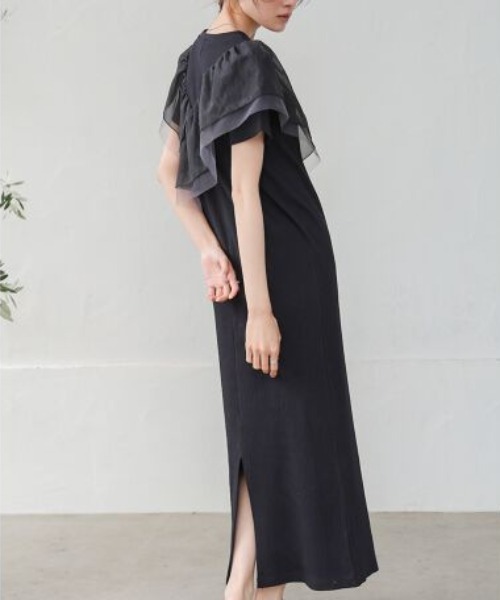Bab（バブ）の「【S・Mサイズ展開】アシメフリルドッキングワンピース（ワンピース・レディース・ライトグレー/ブラック/アイボリー・MEDIUM/SMALL）」の10枚目の写真