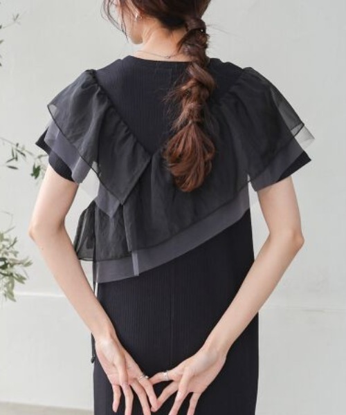 Bab（バブ）の「【S・Mサイズ展開】アシメフリルドッキングワンピース（ワンピース・レディース・ライトグレー/ブラック/アイボリー・MEDIUM/SMALL）」の11枚目の写真