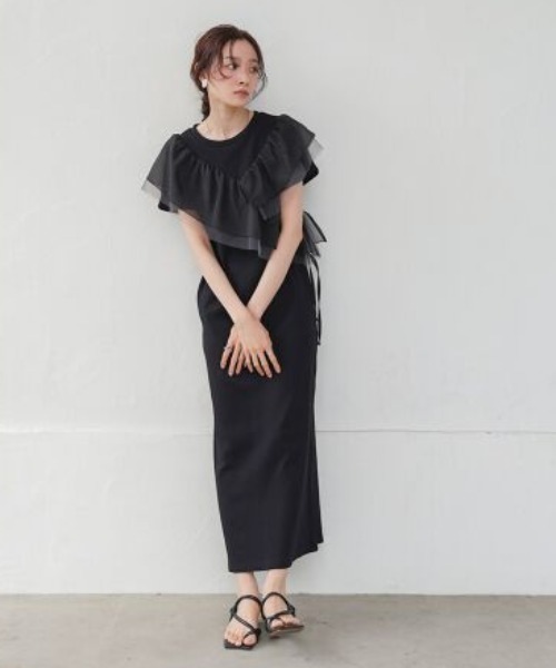 Bab（バブ）の「【S・Mサイズ展開】アシメフリルドッキングワンピース（ワンピース・レディース・ライトグレー/ブラック/アイボリー・MEDIUM/SMALL）」の14枚目の写真