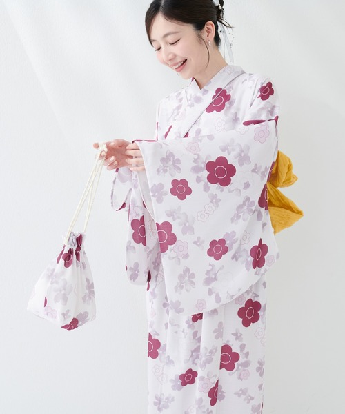 natural couture（ナチュラルクチュール）の「〈MARY QUANTコラボ〉NEW２WAY浴衣（浴衣・レディース・ピンク系その他/グレー系その他/ネイビー/ベージュ系その他・MEDIUM/LARGE）」の4枚目の写真