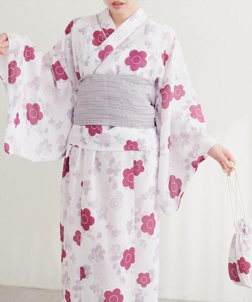 natural couture(ナチュラルクチュール)の「〈MARY QUANTコラボ〉NEW2WAY浴衣(浴衣・レディース・ピンク系その他/グレー系その他/ネイビー/ベージュ系その他・MEDIUM/LARGE)」の9枚目の写真