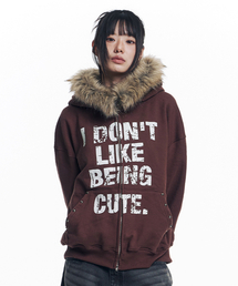 EASY NO EASY（イージーノーイージー）の「クロップファーフードジップアップ - ブラウン（パーカー）」