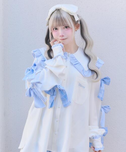 Whinny(ホワイニー)の「Whinny/いい子ちゃんマシンガン(シャツ/ブラウス・レディース・ホワイト/ブラック/グレー・FREE)」の6枚目の写真