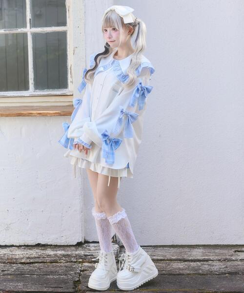 Whinny(ホワイニー)の「Whinny/いい子ちゃんマシンガン(シャツ/ブラウス・レディース・ホワイト/ブラック/グレー・FREE)」の7枚目の写真