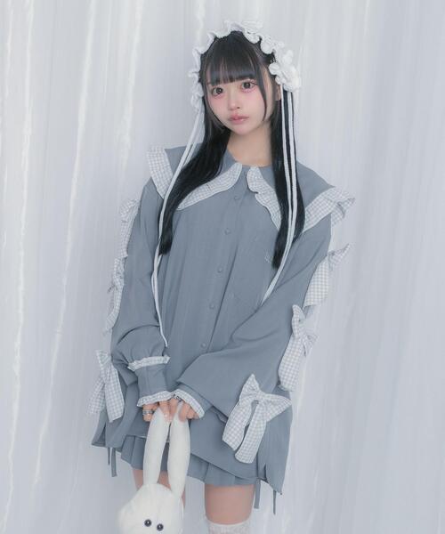 Whinny(ホワイニー)の「Whinny/いい子ちゃんマシンガン(シャツ/ブラウス・レディース・ホワイト/ブラック/グレー・FREE)」の11枚目の写真